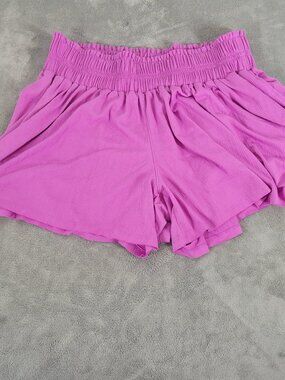 Terra & Sky Paperbag Shorts 1X Lavender Purple Elastic Stretch Pockets PUR63E